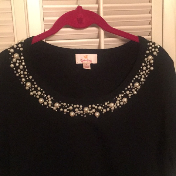 Black Quacker Factory dressy top (pearl neckline) - Picture 6 of 6